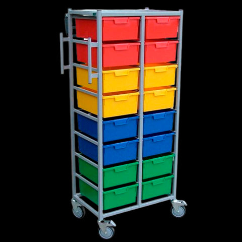 Karri-Cart Twin 2 Tier Trolley with Garment Rail (16 Trays)