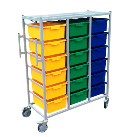 Karri-Cart 3 Tier Trolley with Garment Rail (18 Trays)