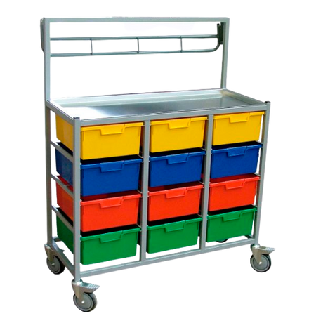 Karri-Cart 2 Tier Trolley with Garment Rail (12 Trays)